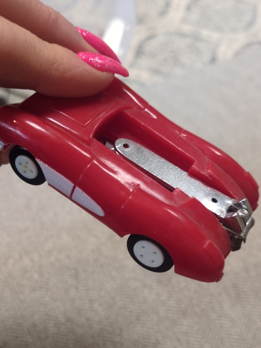 Red Wind-Up Kids Toy Car with Nail Clippers
